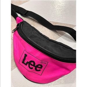 Vintage Fanny pack waist purse belt LEE neon pink 80s travel bag wallet